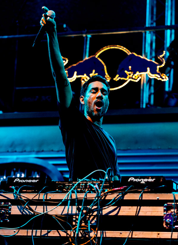Nucleya performs during the Red Bull Tour Bus Off The Roof 2016 in Mumbai, India, on October 16, 2016