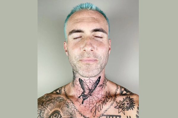 Adam levine neck tattoo butterfly