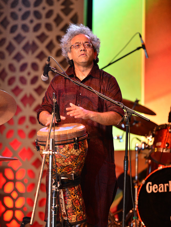 Veteran percussionist Taufiq Qureshi performing on Day 3.