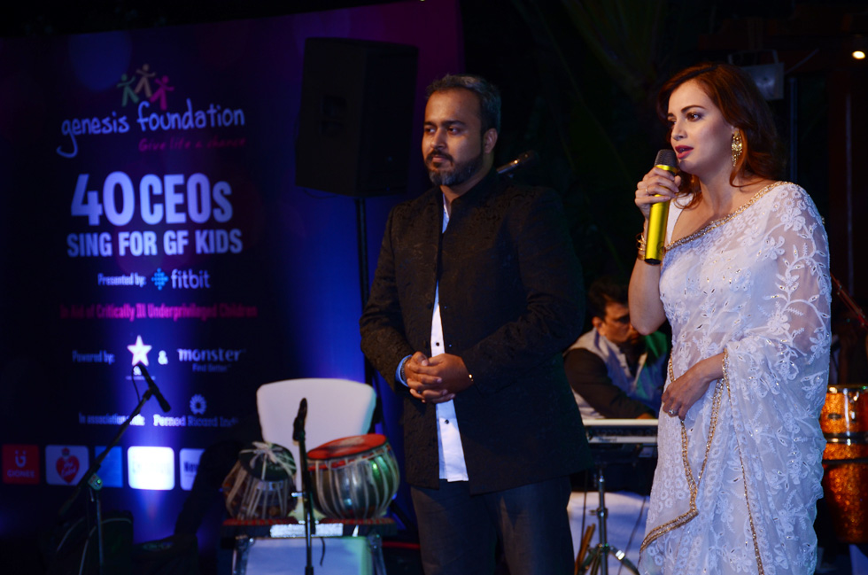 Dia Mirza with host for the evening, singer/talk show host Mihir Joshi