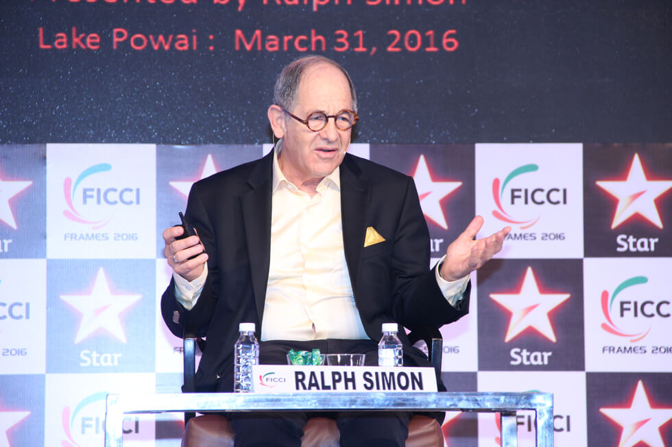Mobile entertainment industry veteran Ralph Simon moderates a session at Ficci Frames day two