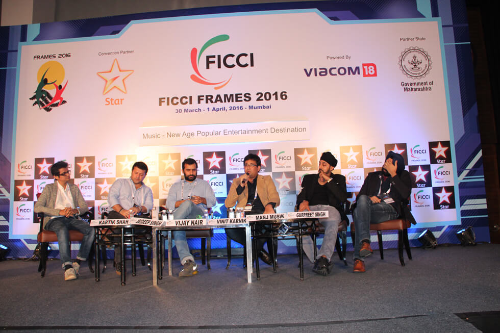 The panel that discussed 'Live Music - New Age Popular Entertainment Destination' on day two of Ficci Frames