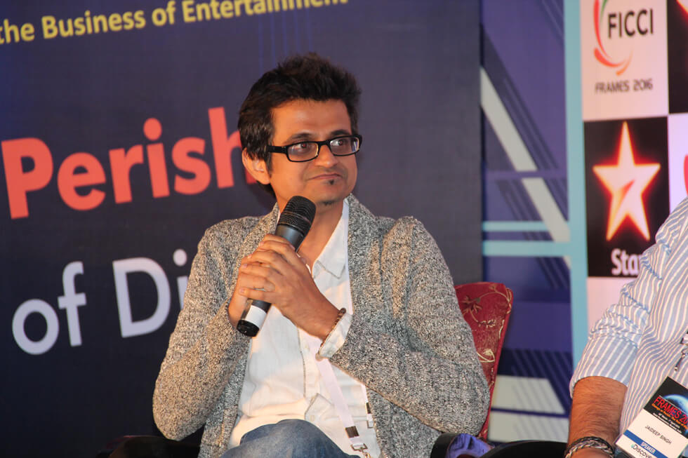 Maati Baani's Kartik Shah makes a point at the session on live music, day two of Ficci Frames